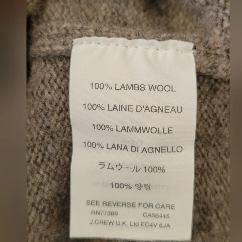 J.Crew Men's Lambswool Shawl-Collar Pullover Grandpacore Sweater Oatmeal Medium